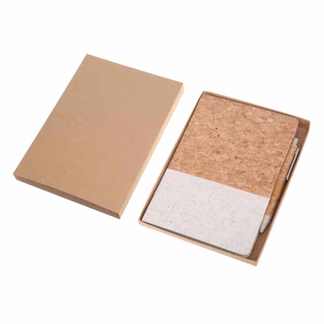 A5 Cork Fabric Hard Cover Notebook and Pen Set