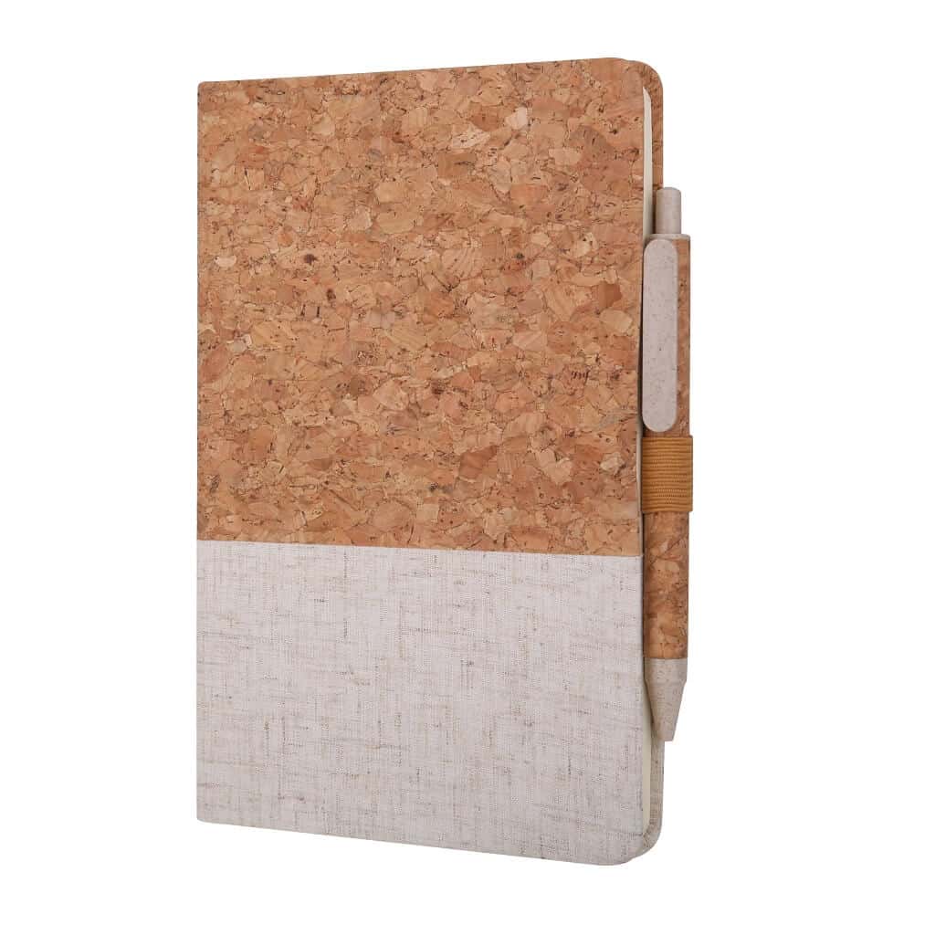 A5 Cork Fabric Hard Cover Notebook and Pen Set