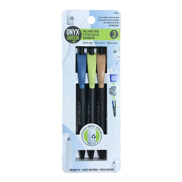 Ballpoint Pens - Made of Recycled Milk Cartons (Black, Set of 3)