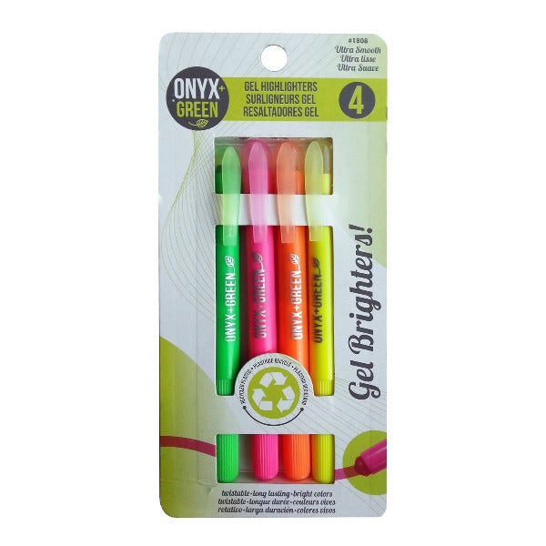 Gel Highlighter Pens  - Made of Recycled Plastic (4 Colors)