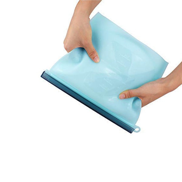 Re-usable Silicon Food Storage Zip Locks (Blue, 1500 ml)