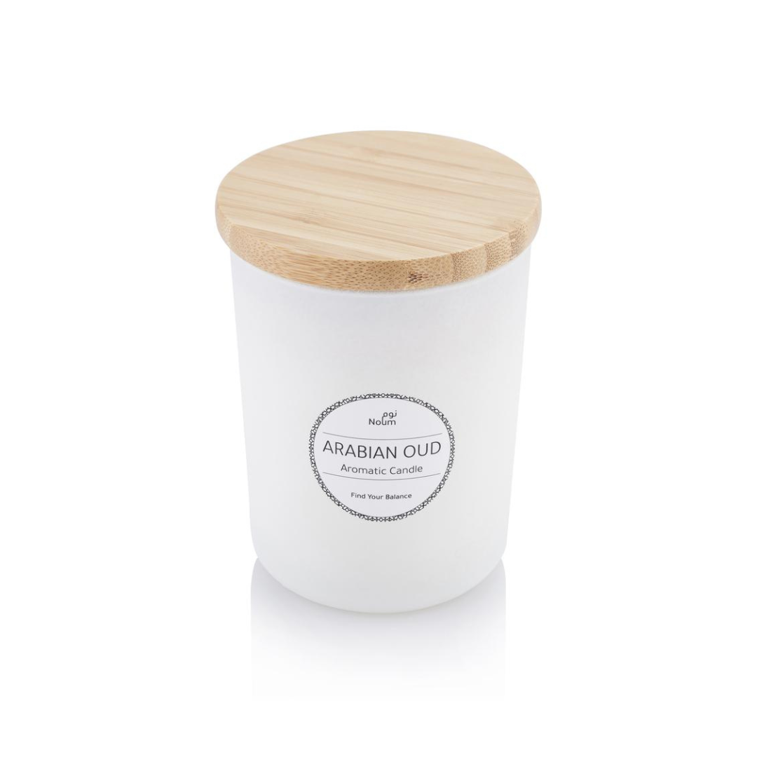 Arabic Oudh Scented Glass Candle with Bamboo Lid