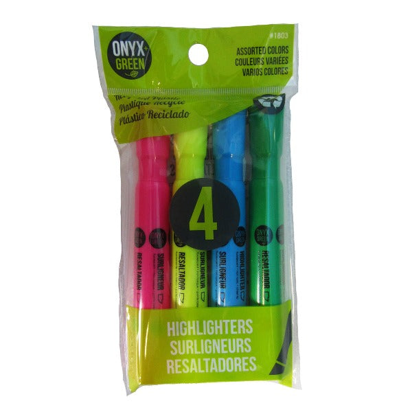 Highlighter Pens - Made of Recycled Plastic (4 Colors)
