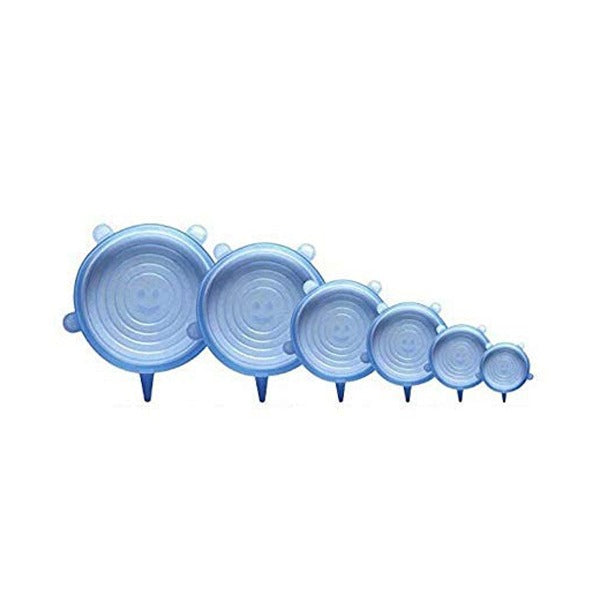 Re-usable Silicon Flexible Microwave Safe Lids (Set of 6, different sizes)