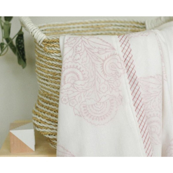 Receiving Blankets - Organic Cotton, Hand Block Printed - Pink City