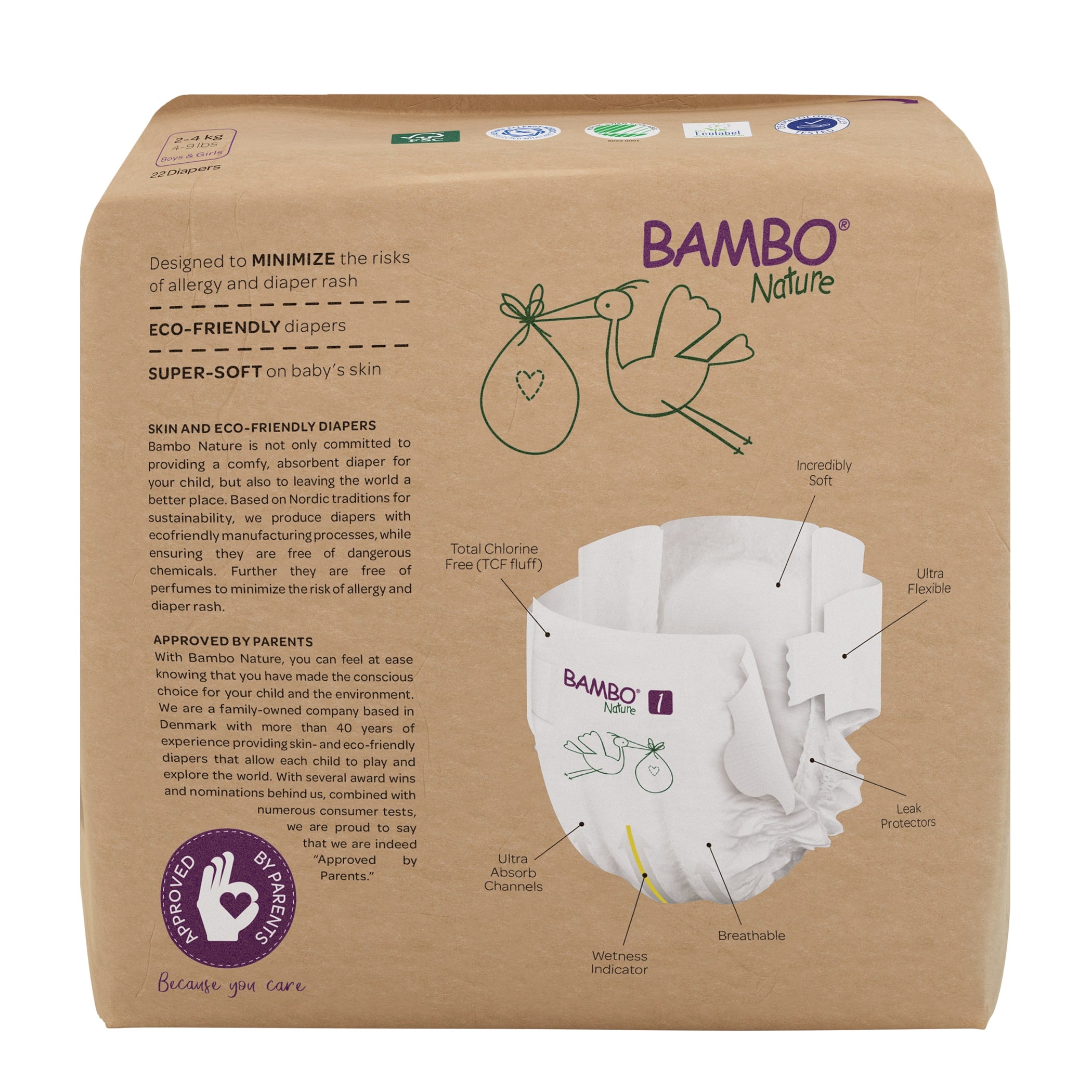 Eco-Friendly Diapers (Size 1, 2-5kgs)