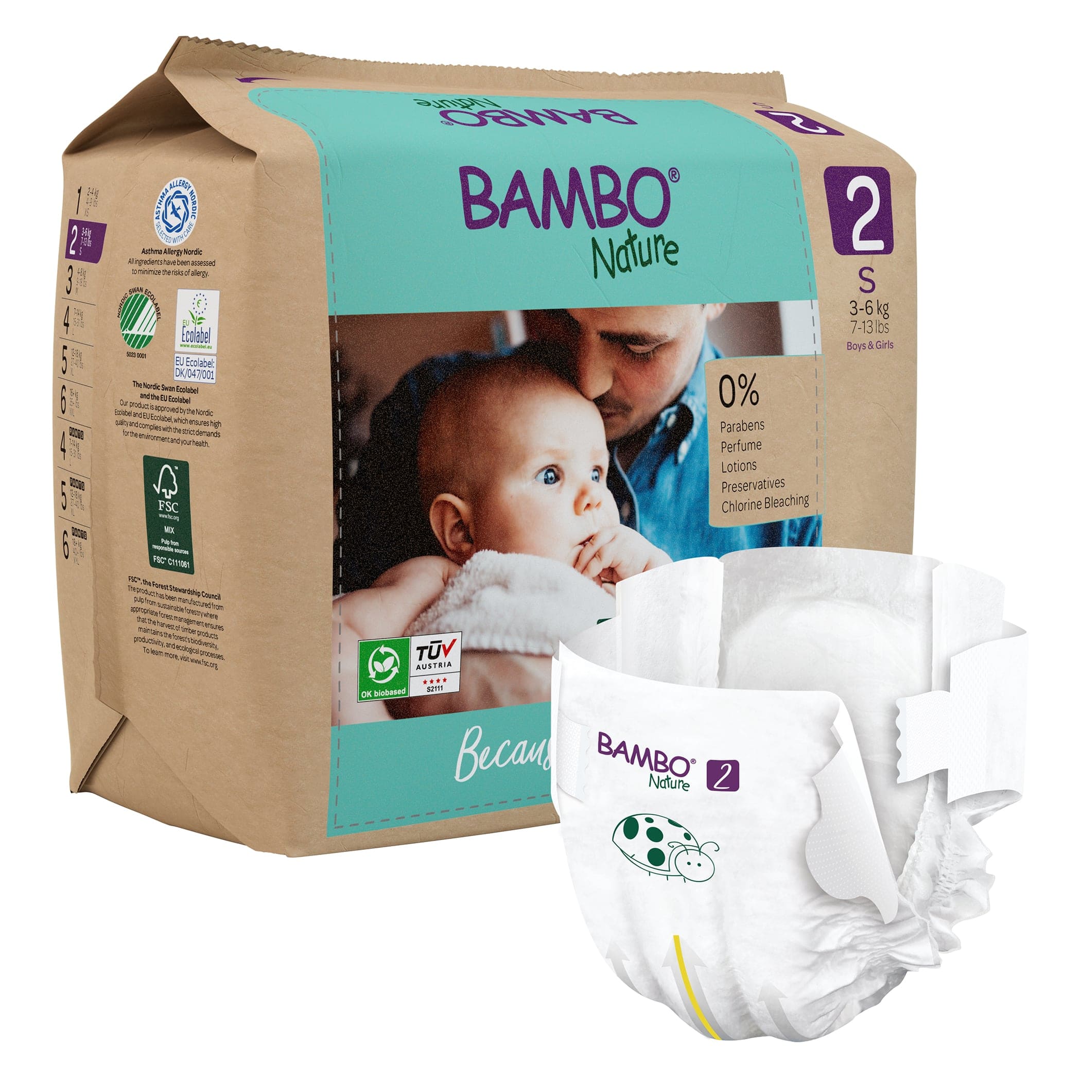 Eco-Friendly Diapers (Size 2, 3-6kgs)
