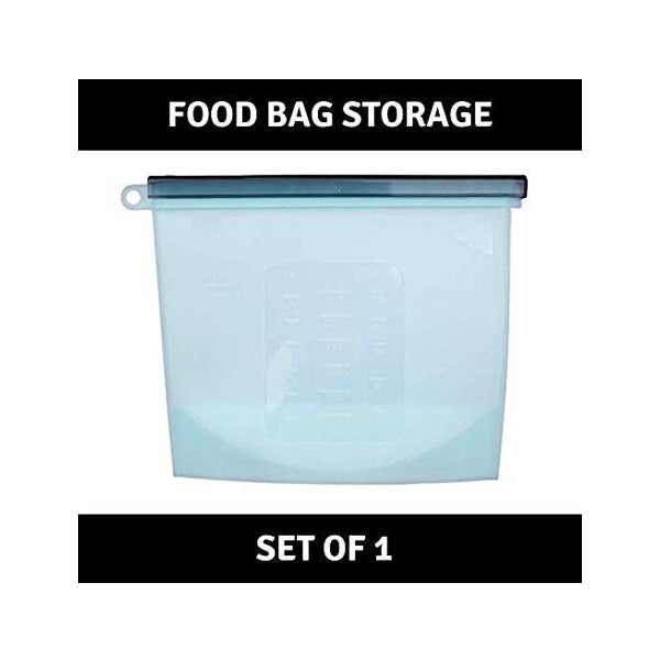 Re-usable Silicon Food Storage Zip Locks (Blue, 1500 ml)