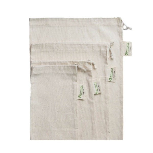Organic Cotton Muslin Bags - Pack of 4