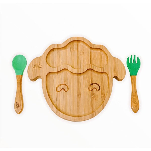 Bamboo Plate with Fork & Spoon